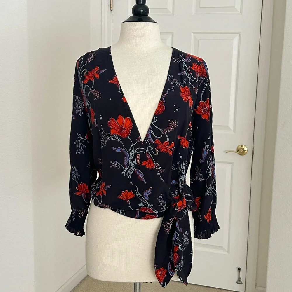 Madewell 100% silk wrap blouse